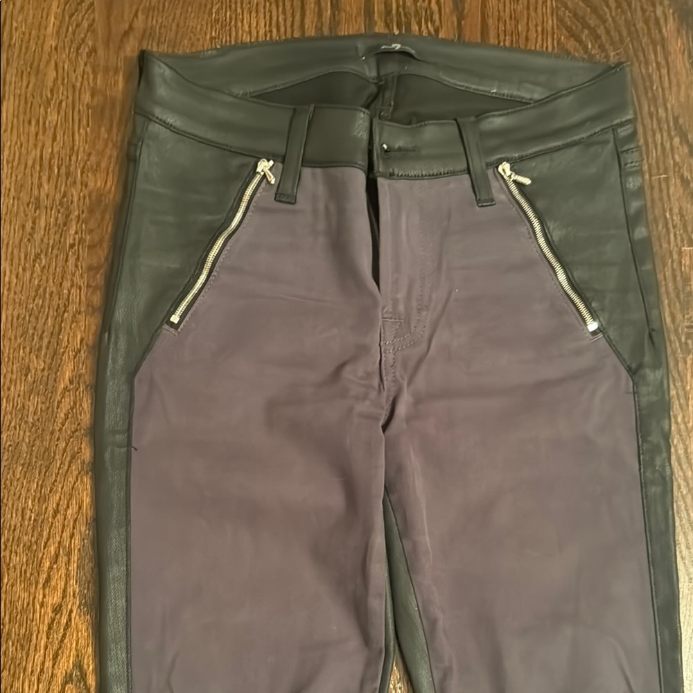 Black and Purple Pants with Zipper Details
